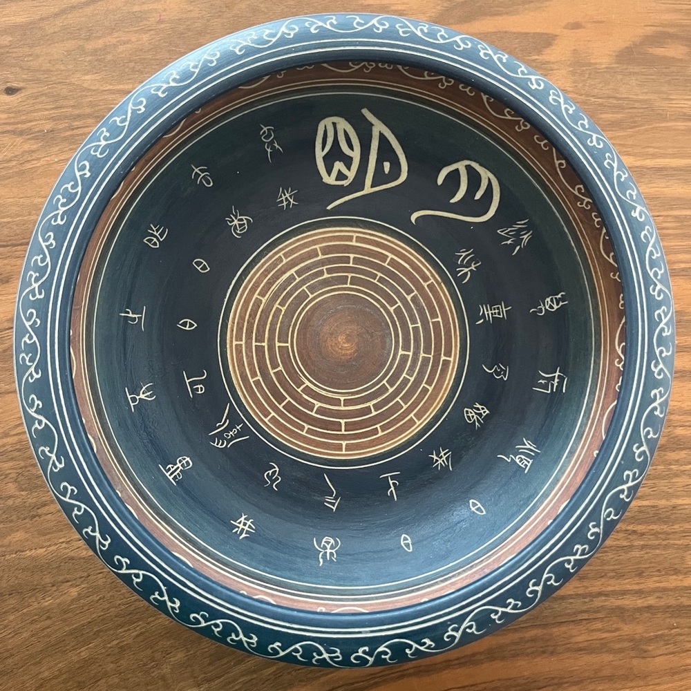 Antique Chinese ceramic Bowl hand painted calligraphy & seal mark